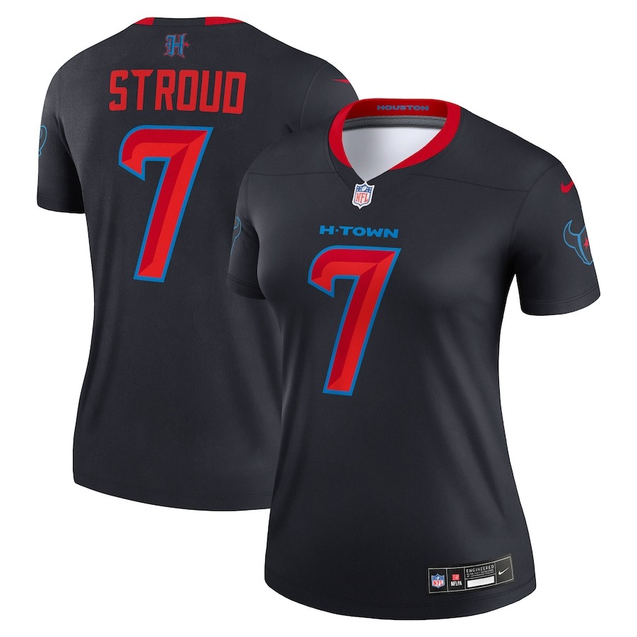 Women's Houston Texans C.J. Stroud Nike Navy Alternate Legend Player Performance Top