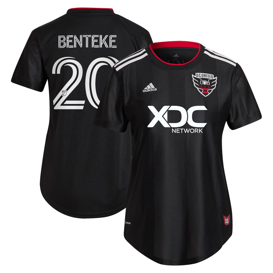 Women's D.C. United Christian Benteke adidas Black 2023 Red & Black Kit Replica Player Jersey