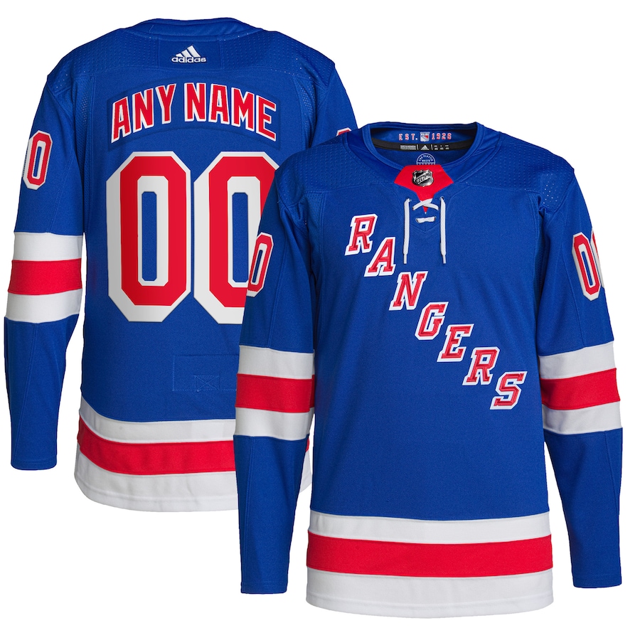Men's New York Rangers adidas Royal Home Primegreen Authentic Custom Jersey