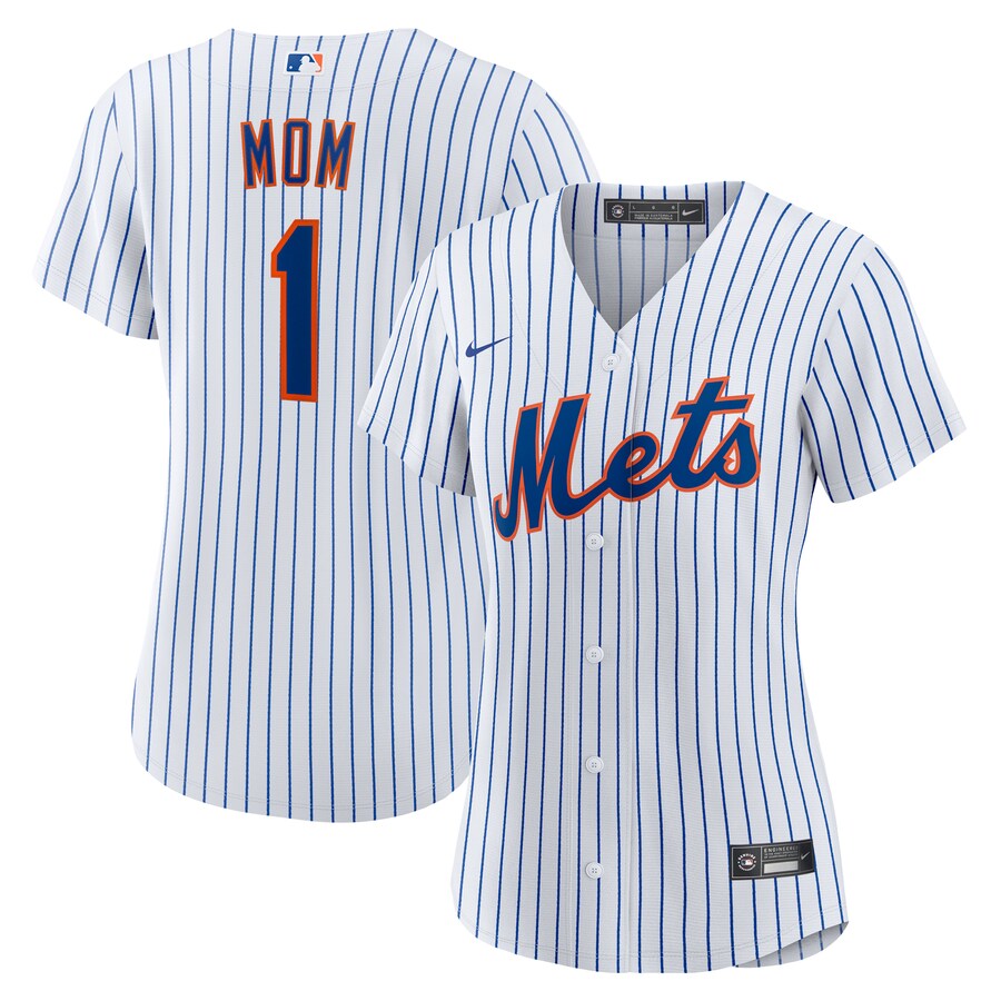 Women's New York Mets Nike White #1 Mom Home Replica Jersey