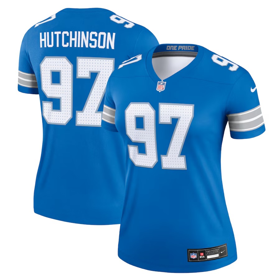 Women's Detroit Lions Aidan Hutchinson Nike Blue Legend Player Performance Top