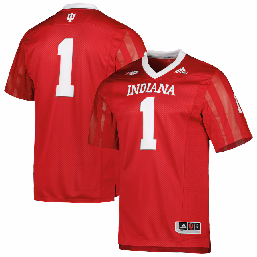 #1 Indiana Hoosiers adidas Team Premier Football Jersey - Crimson