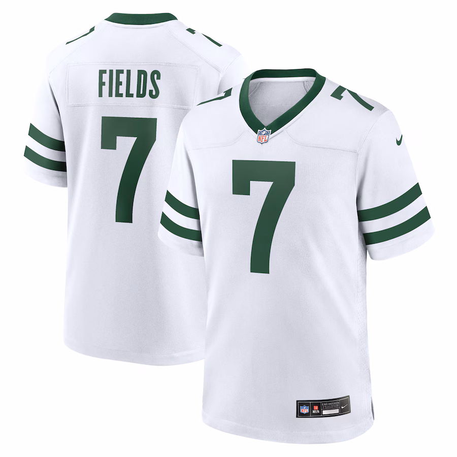 Men's New York Jets Justin Fields Nike Legacy White Game Jersey