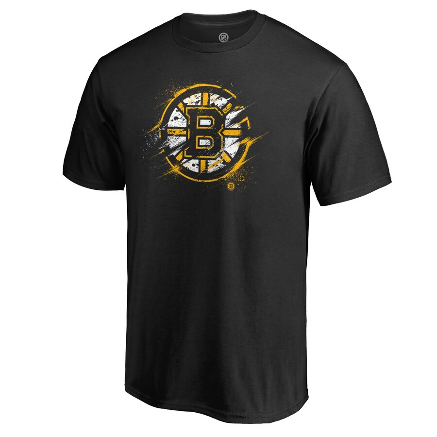 Men's Boston Bruins Black Splatter Logo T-Shirt