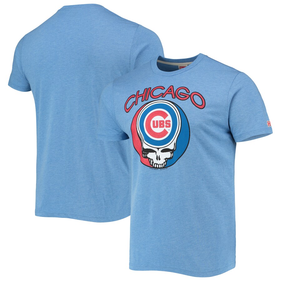 Men's Chicago Cubs Homage Royal Grateful Dead Tri-Blend T-Shirt
