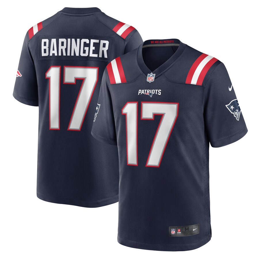 Men's New England Patriots Bryce Baringer Nike  Navy Team Game Jersey