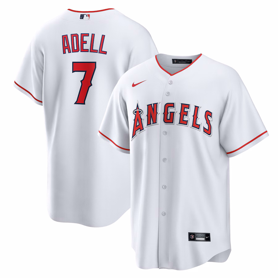 Men's Los Angeles Angels Jo Adell Nike White Home Replica Jersey