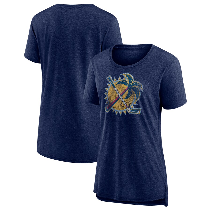 Women's Florida Panthers Navy Slow Whistle Tri-Blend T-Shirt