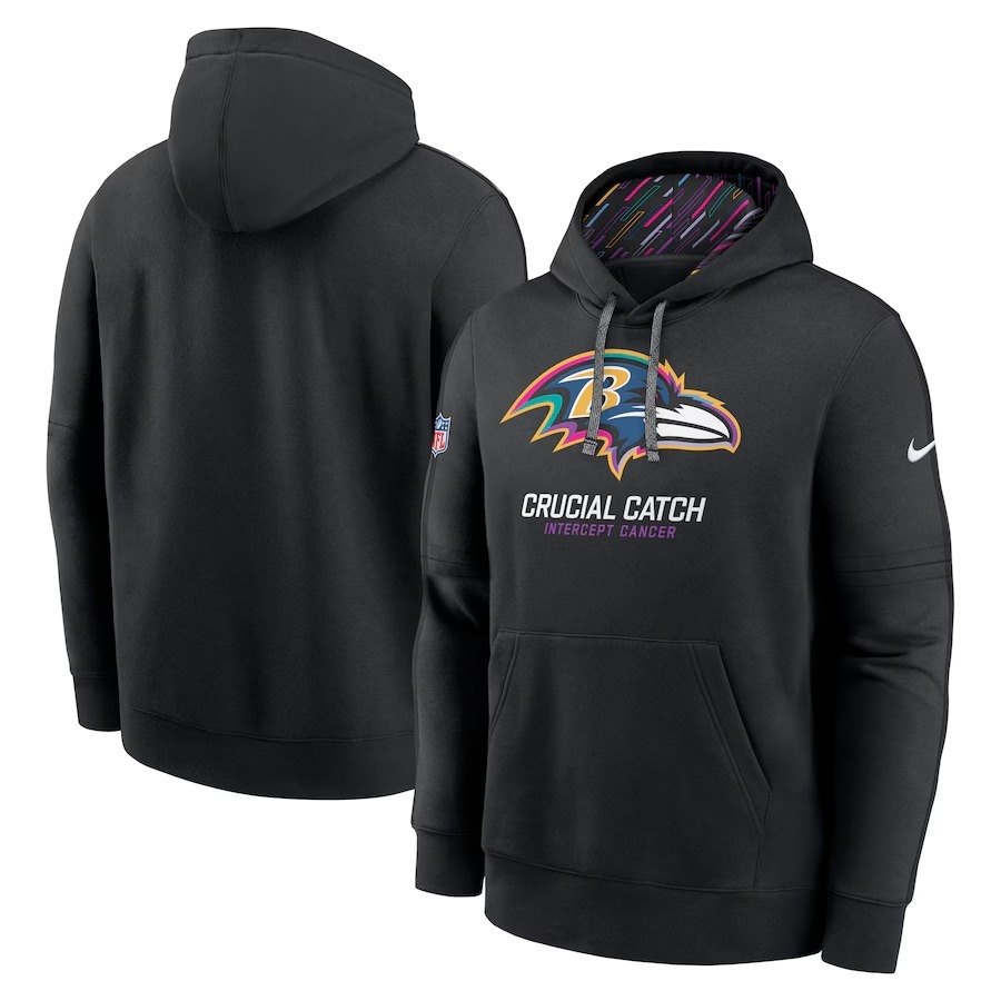 Men's Baltimore Ravens Nike Black 2024 NFL Crucial Catch Club Pullover Hoodie