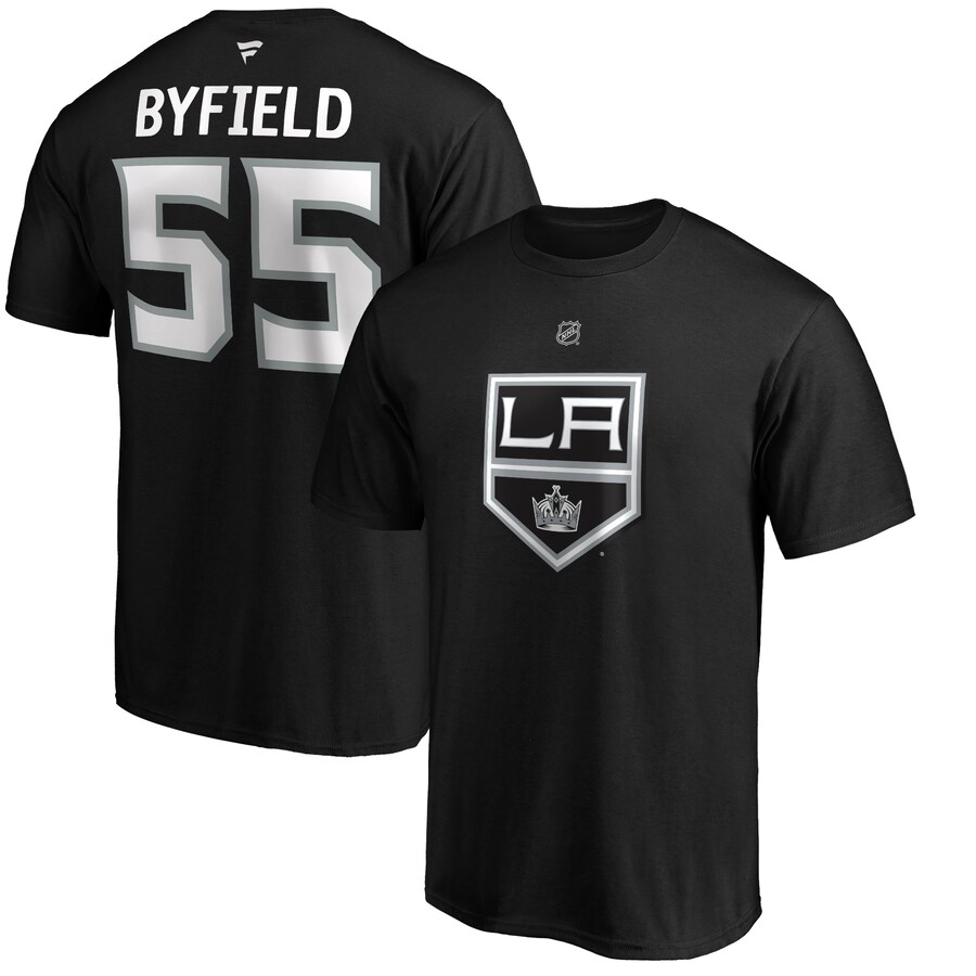 Men's Los Angeles Kings Quinton Byfield Fanatics Black Authentic Stack Name & Number T-Shirt