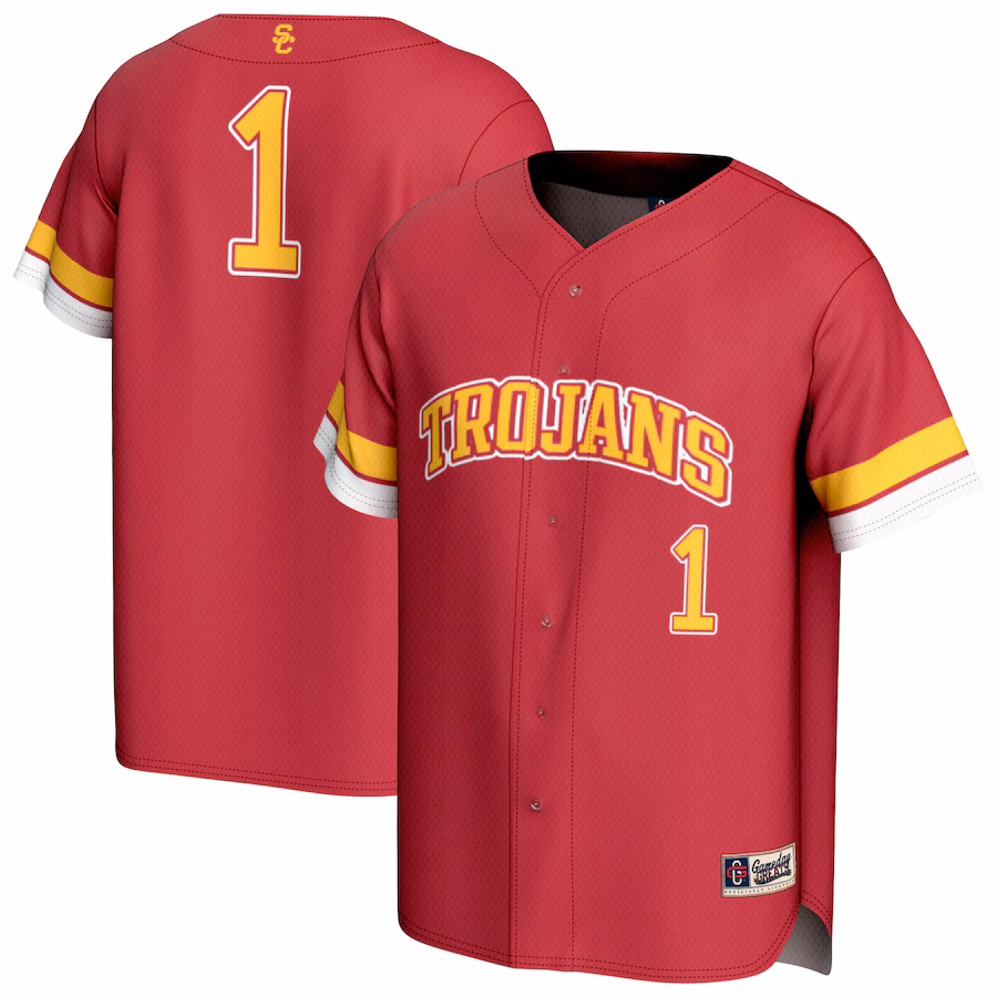 Unisex GameDay Greats #1 Cardinal USC Trojans Collegiate Baseball Fashion Jersey