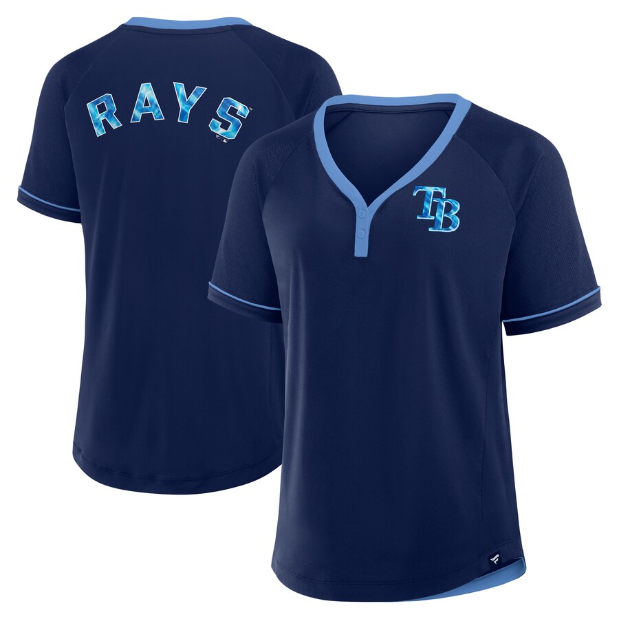 Women's Tampa Bay Rays Fanatics Navy League Diva Star Raglan V-Neck T-Shirt