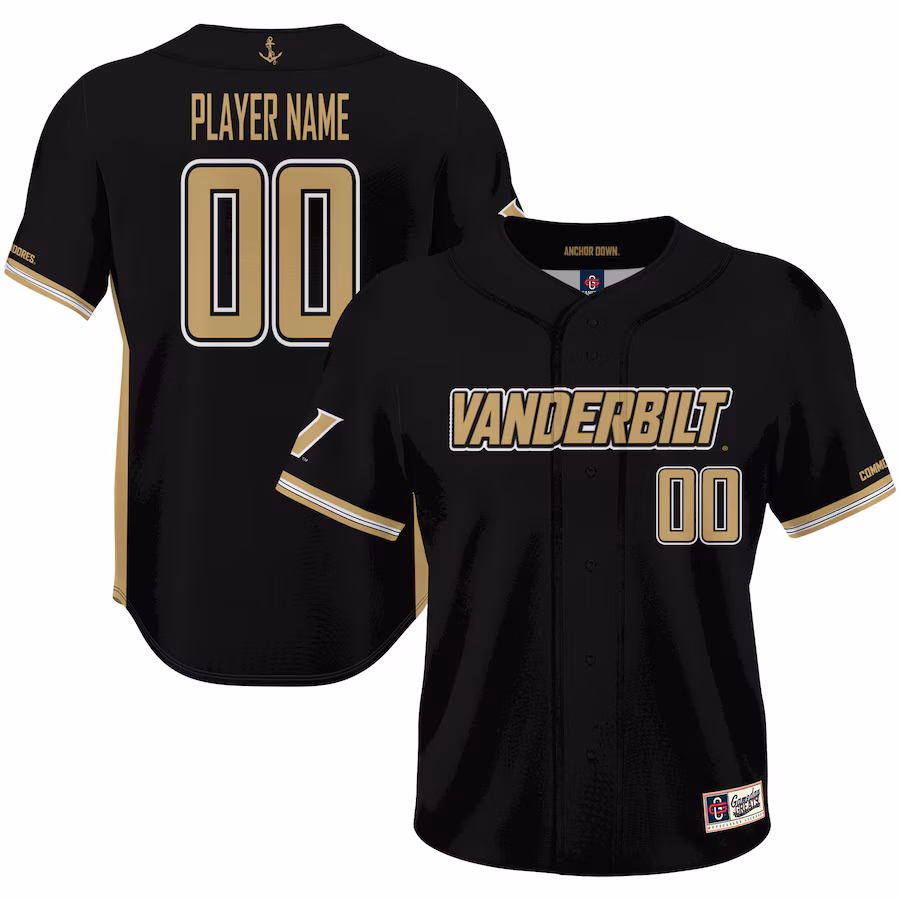 Vanderbilt Commodores GameDay Greats Youth NIL Pick-A-Player Lightweight Baseball Jersey - Black