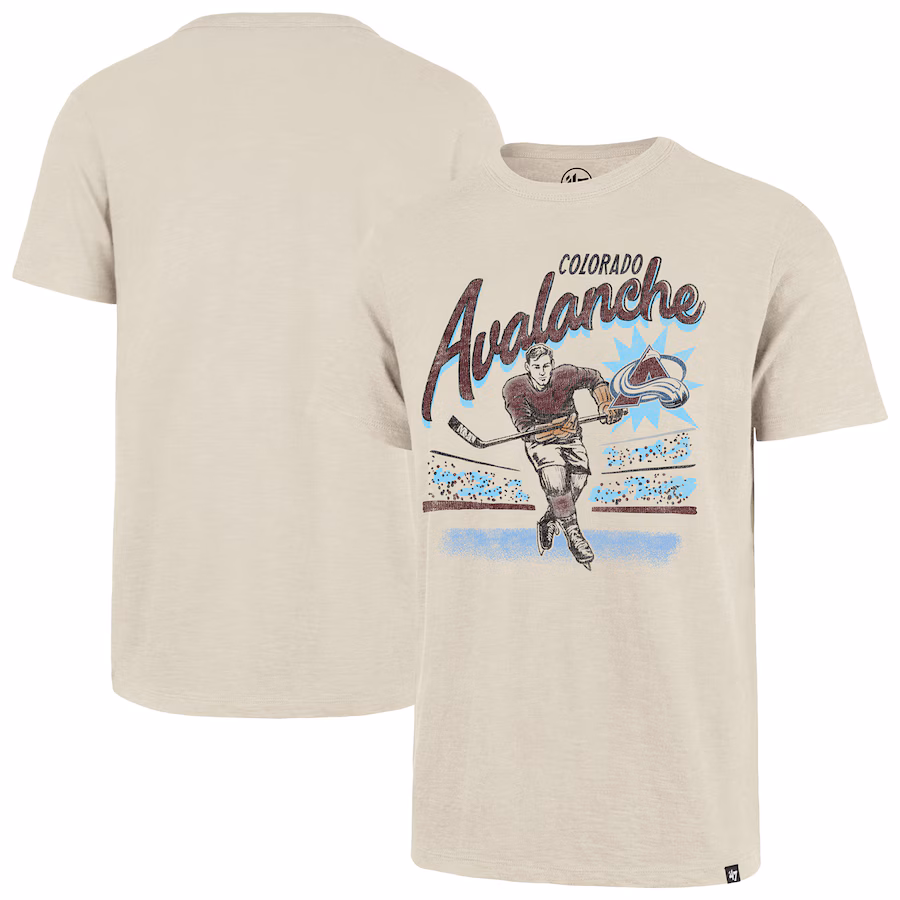 Men's Colorado Avalanche '47 Natural Hockey Player Golden Age Scrum T-Shirt