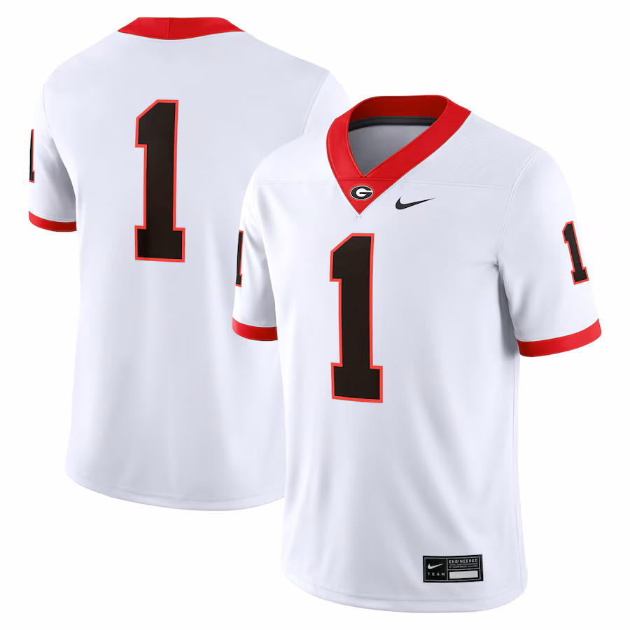 Men's Nike #1 White Georgia Bulldogs Game Jersey