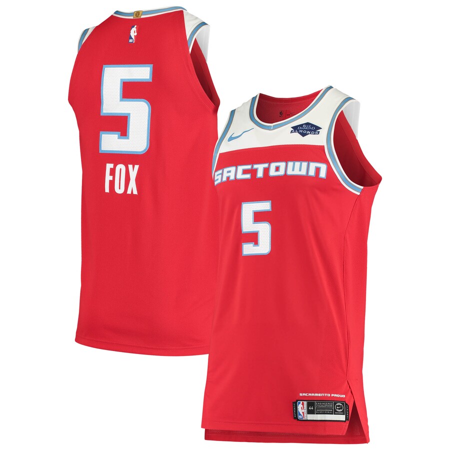 Men's Sacramento Kings De'Aaron Fox Nike Red Authentic Badge Jersey - City Edition