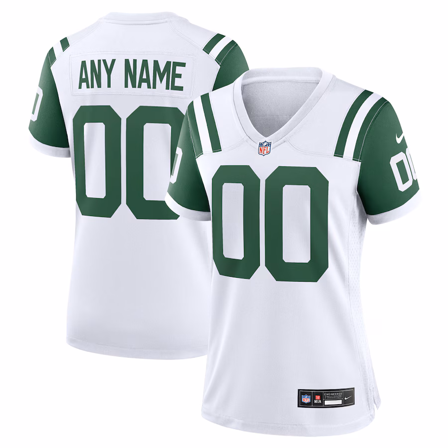 Women's New York Jets  Nike White Classic Alternate Custom Replica Jersey