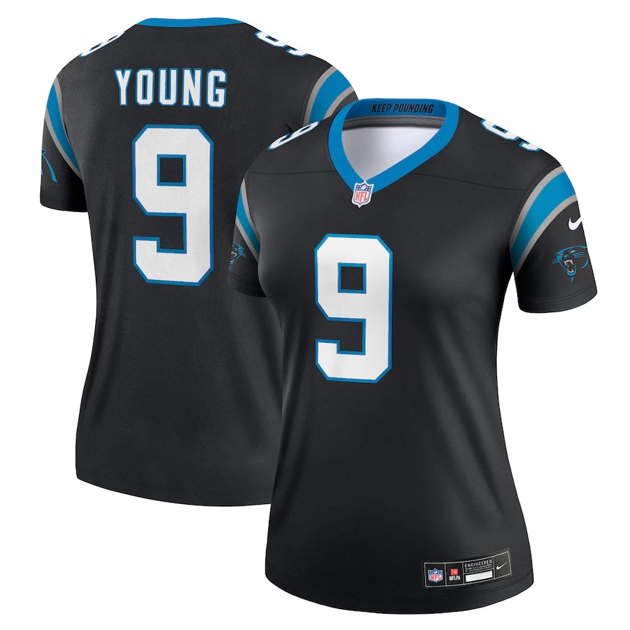 Women's Carolina Panthers Bryce Young Nike Black Legend Player Performance Top