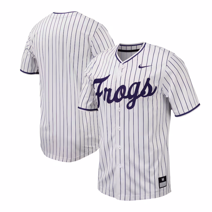 Men's Nike White TCU Horned Frogs Pinstripe Replica Baseball Jersey