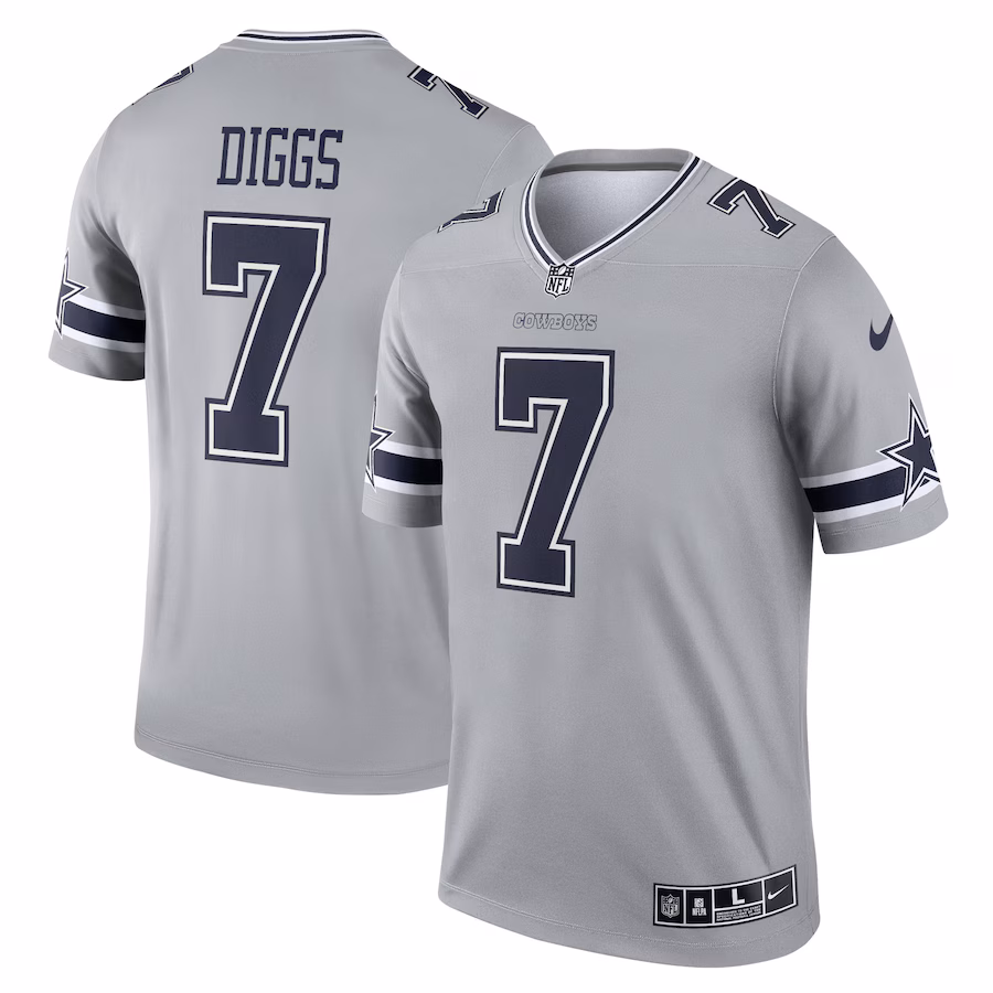 Men's Dallas Cowboys Trevon Diggs Nike Gray Inverted Legend Player Performance Top