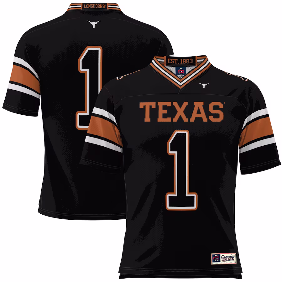 #1 Texas Longhorns GameDay Greats Youth Football Jersey - Black
