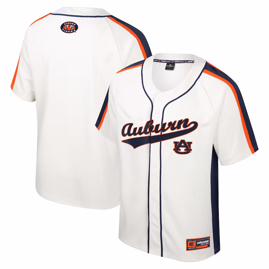 Auburn Tigers Colosseum Ruth Button-Up Baseball Jersey - Cream