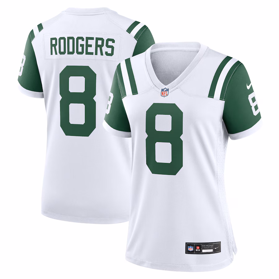 Women's New York Jets Aaron Rodgers Nike White Classic Alternate Game Jersey