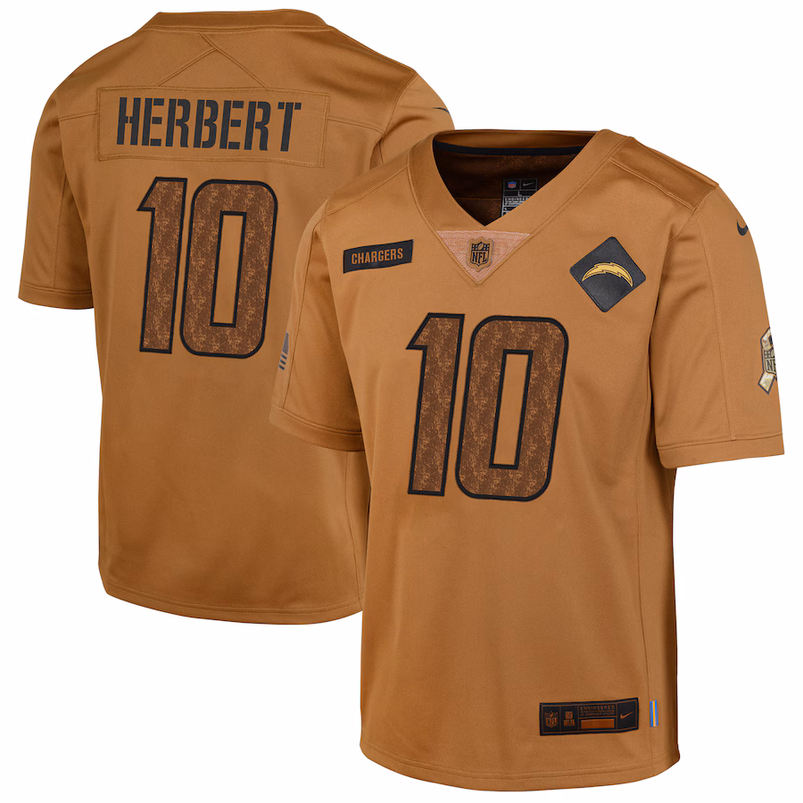 Men's Los Angeles Chargers Justin Herbert Nike Brown Salute To Service Limited Jersey