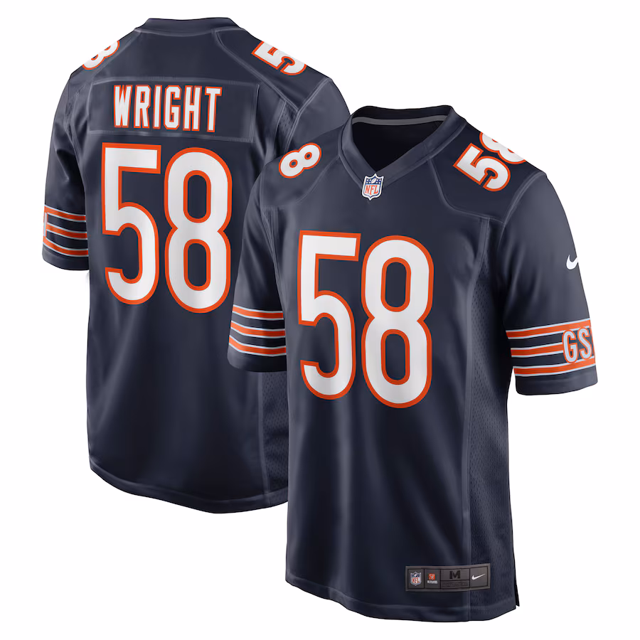 Men's Chicago Bears Darnell Wright Nike Navy Game Jersey