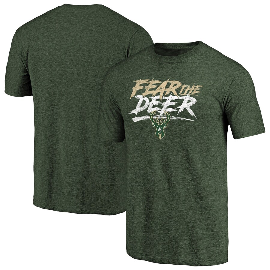 Men's Milwaukee Bucks Green Fear the Deer Hometown Collection Tri-Blend T-Shirt