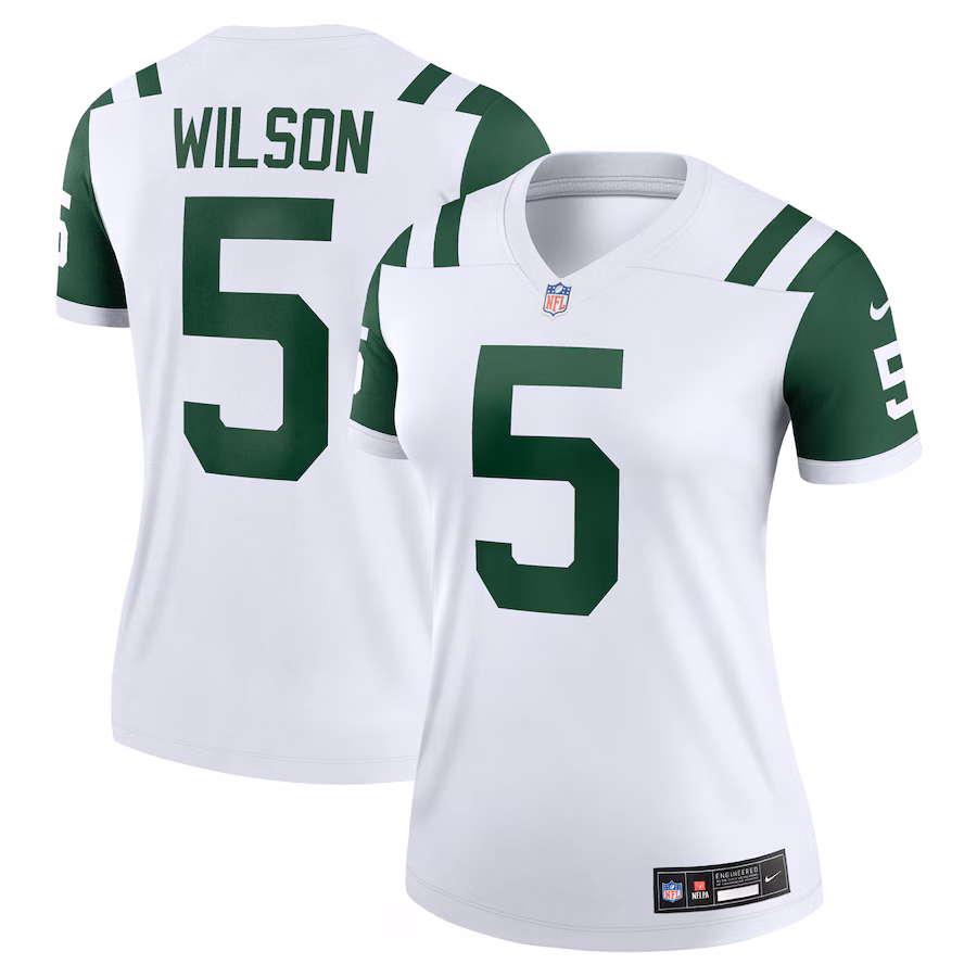 Women's New York Jets Garrett Wilson Nike White Classic Alternate Legend Player Jersey