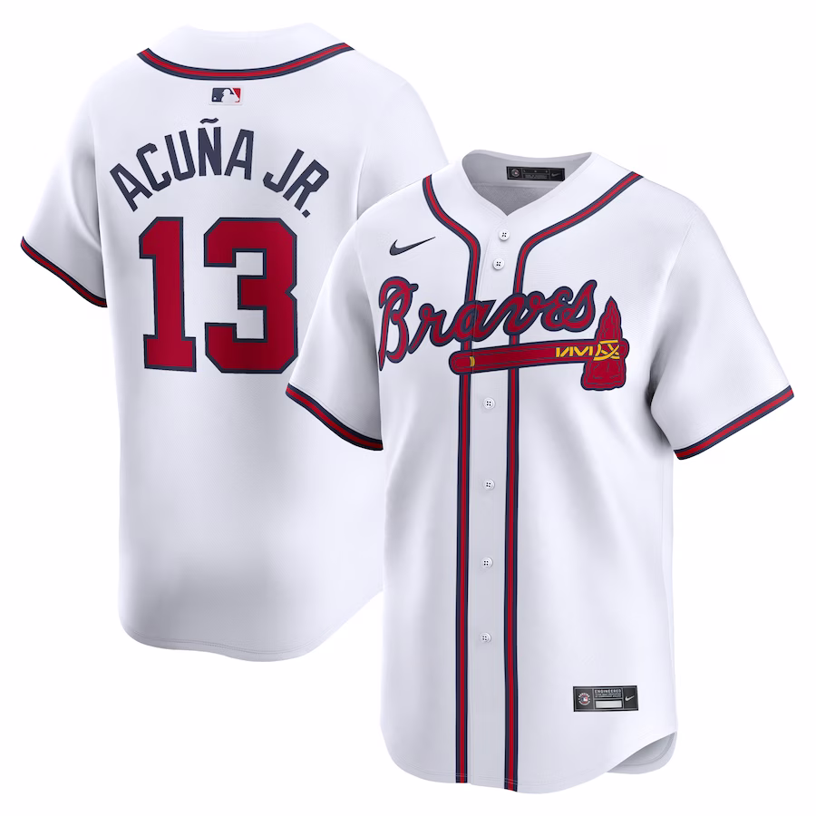Men's Atlanta Braves Ronald Acuña Jr. Nike White Home Limited Player Jersey