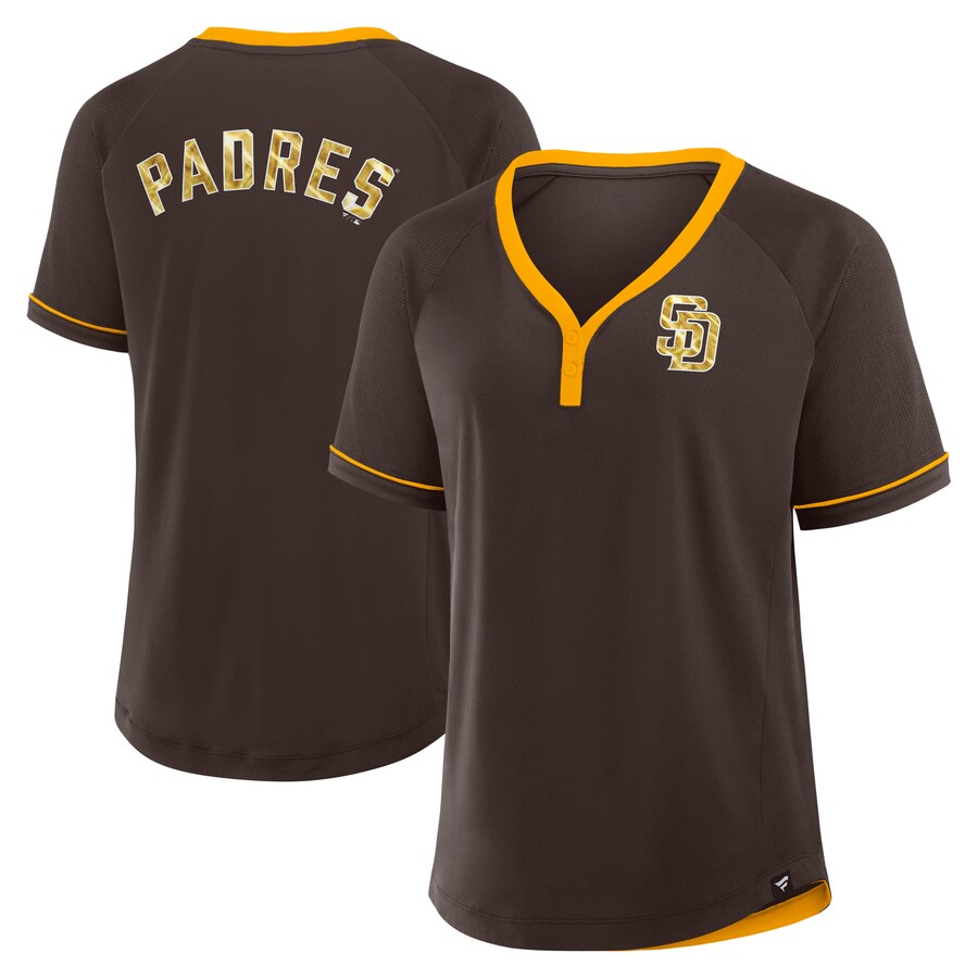 Women's San Diego Padres Fanatics Brown League Diva Star Raglan V-Neck T-Shirt