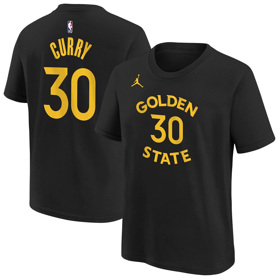Youth Golden State Warriors Stephen Curry Jordan Brand Black Statement Name & Number T-Shirt