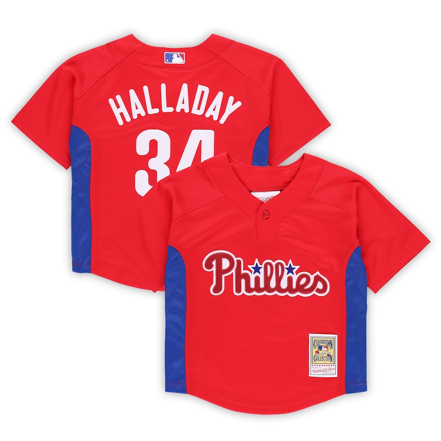Toddler Philadelphia Phillies Roy Halladay Mitchell & Ness Red Cooperstown Collection Mesh Batting Practice Jersey