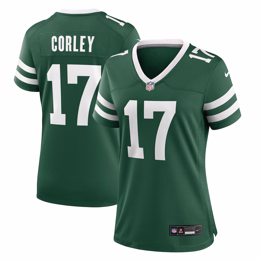 Women's New York Jets Malachi Corley Nike Legacy Green Team Game Jersey