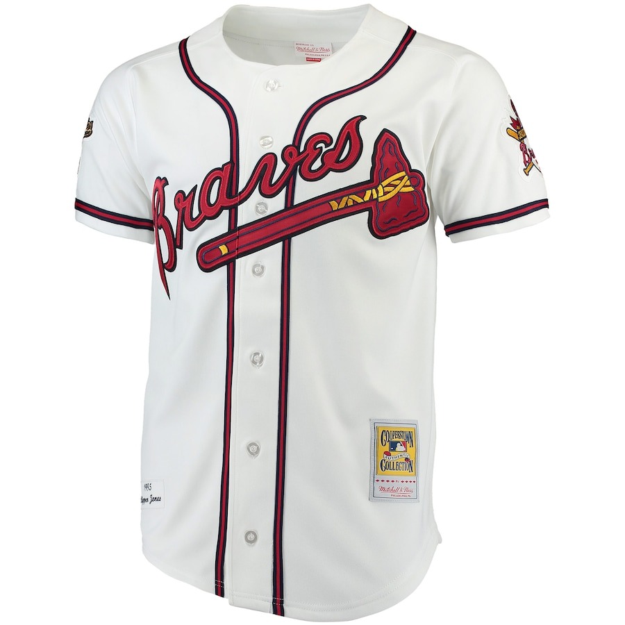Men's Atlanta Braves Chipper Jones Mitchell & Ness White Authentic Jersey