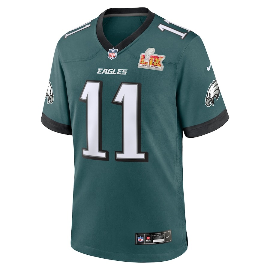 Men's Philadelphia Eagles A.J. Brown Nike Midnight Green Super Bowl LIX Game Player Jersey