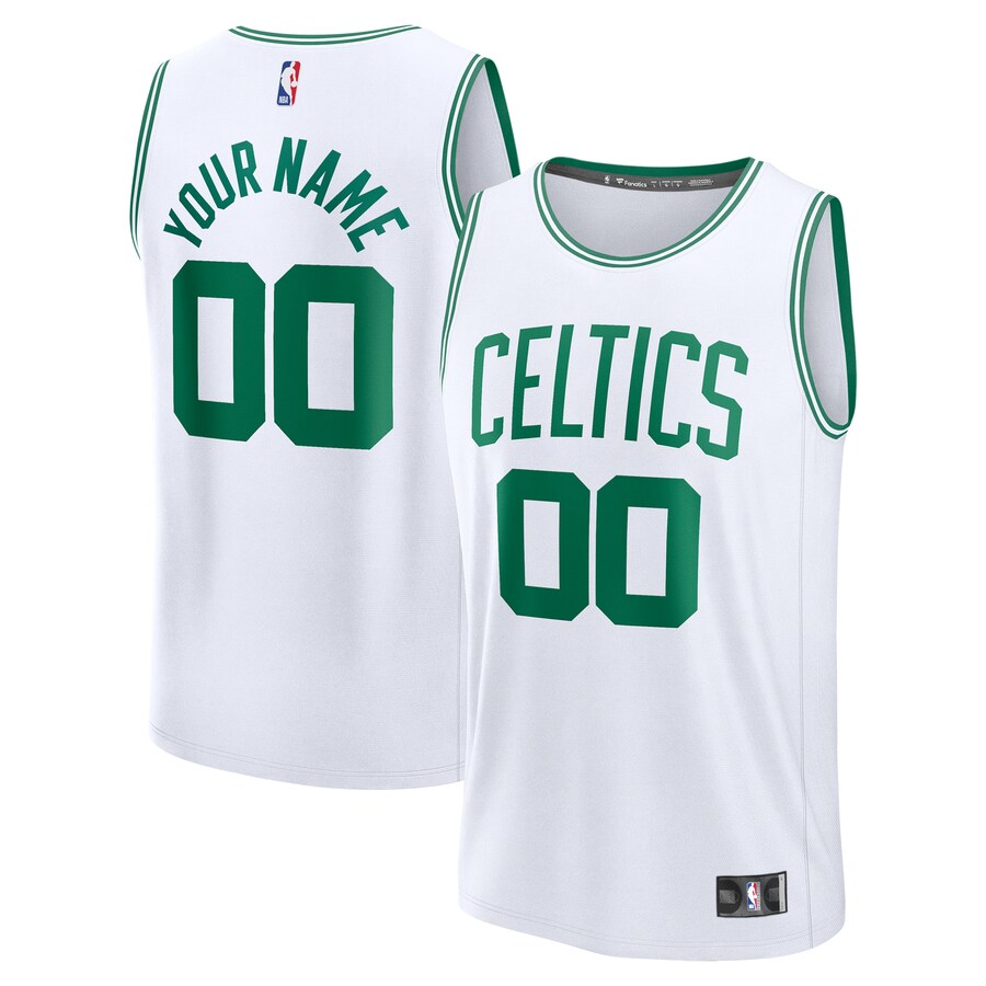 Men's Boston Celtics Fanatics White Fast Break Custom Jersey - Association Edition