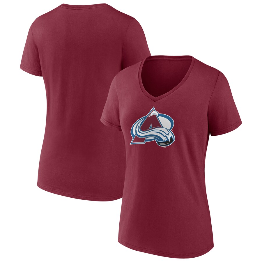 Women's Colorado Avalanche Fanatics Burgundy Primary Logo Team V-Neck T-Shirt