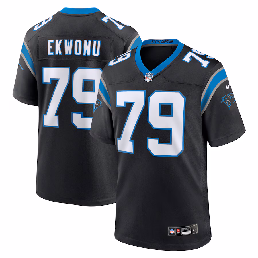 Men's Carolina Panthers Ikem Ekwonu Nike Black Game Jersey