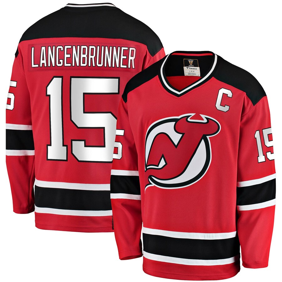 Men's New Jersey Devils Jamie Langenbrunner Fanatics Branded Red Premier Breakaway Retired Player Jersey