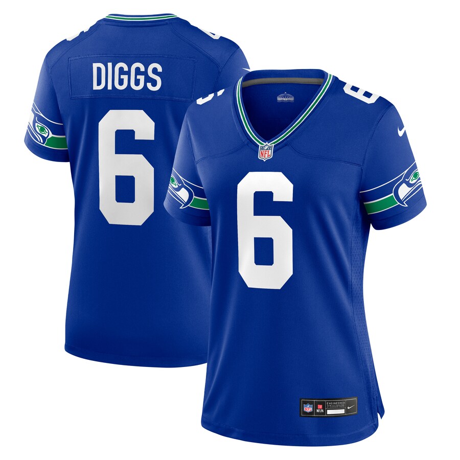 Women's Seattle Seahawks Quandre Diggs Nike Royal Throwback Player Game Jersey