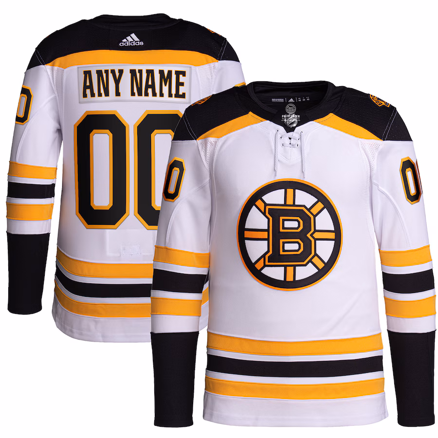 Men's Boston Bruins adidas White Away Primegreen Authentic Custom Jersey