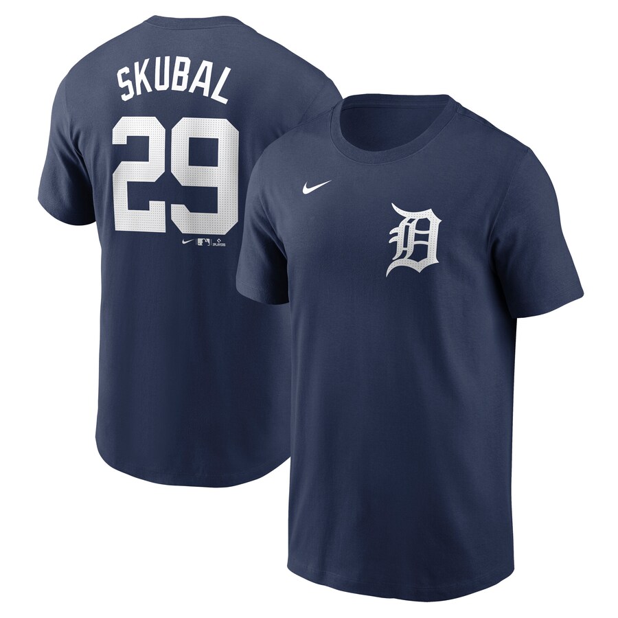 Men's Detroit Tigers Tarik Skubal Nike Navy Fuse Name & Number T-Shirt