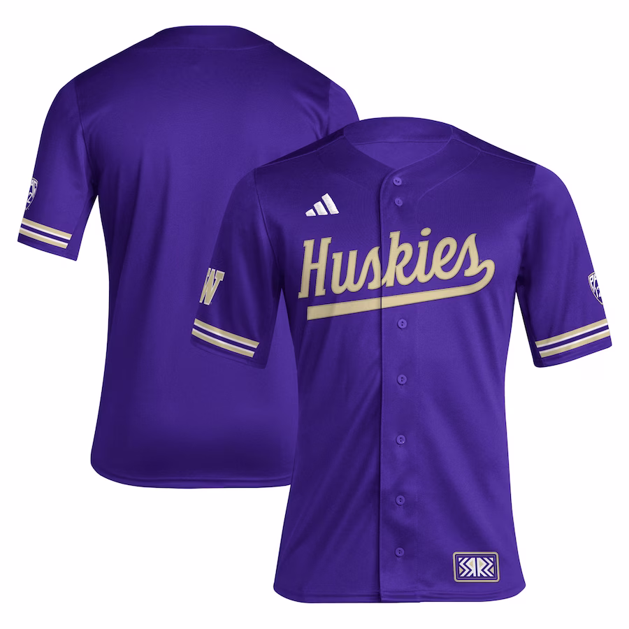 Washington Huskies adidas Reverse Retro Replica Baseball Jersey - Purple