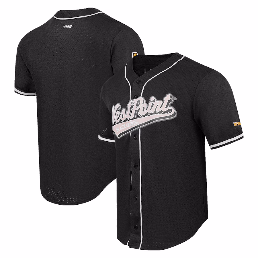 Men's Pro Standard Black Army Black Knights Mesh Full-Button Replica Baseball Jersey