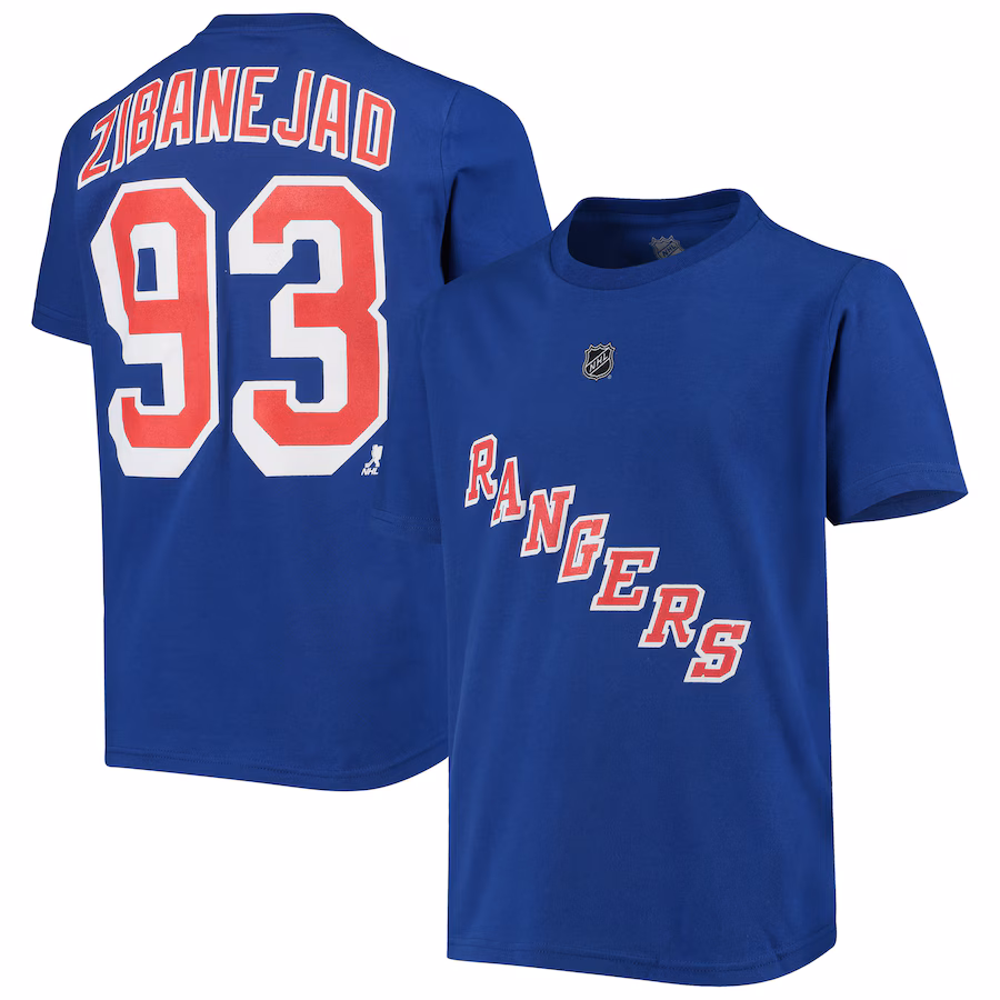 Youth New York Rangers Mika Zibanejad Blue Player Name & Number T-Shirt