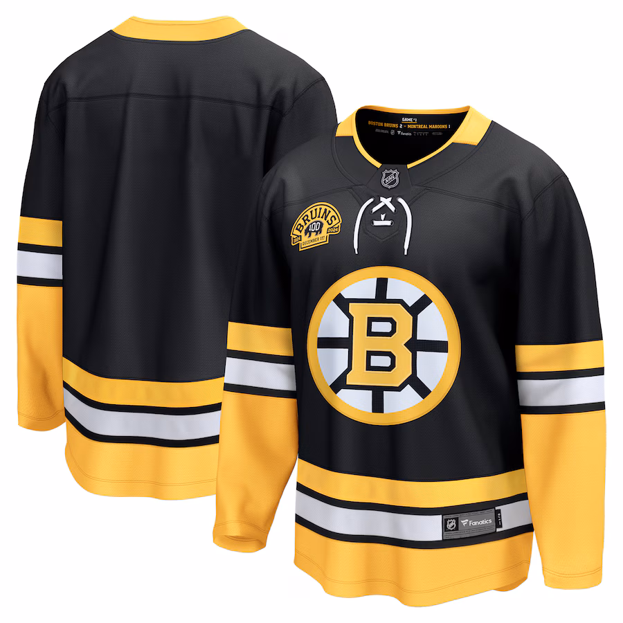 Men's Boston Bruins Fanatics Black 100th Anniversary Premier Breakaway Jersey