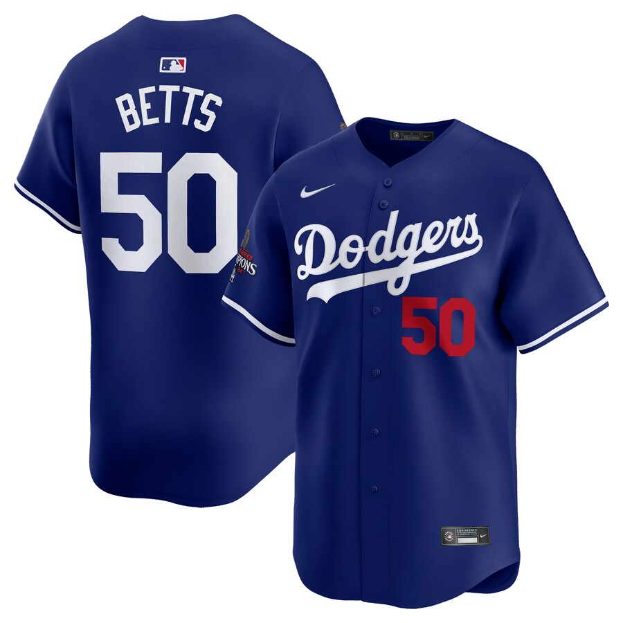 Men's Los Angeles Dodgers Mookie Betts Nike Royal 2024 World Series Champions Alternate Limited Player Jersey